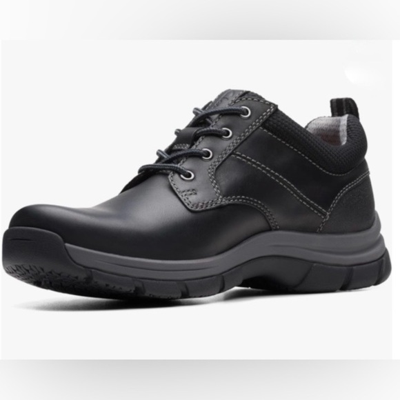 Clarks Men’s Black Leather Lace-Up Oxford with Gray Sole Size 7 main image 5